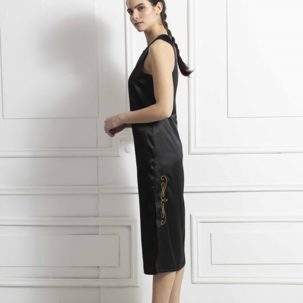 Μαύρο φόρεμα μίντι Satin Midi Dress