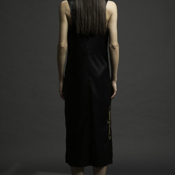 Μαύρο φόρεμα μίντι Satin Midi Dress