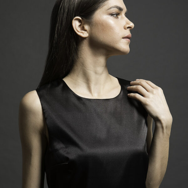 Μαύρο φόρεμα μίντι Satin Midi Dress