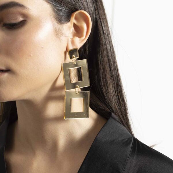 Σκουλαρίκια plexiglass χρυσά