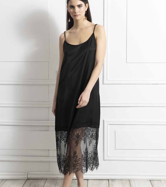 Γυναικείο φόρεμα Black lace silk touch