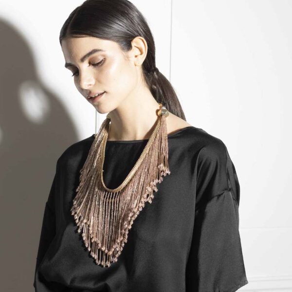 Κολιέ ροζ handmade