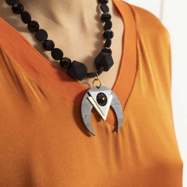 Κολιέ plexiglass και ξύλο