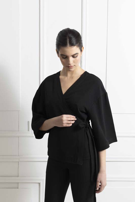 Γυναικεία μπλούζα Black wrap blouse