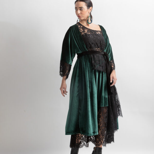 Πράσινο κιμονό βελούδο